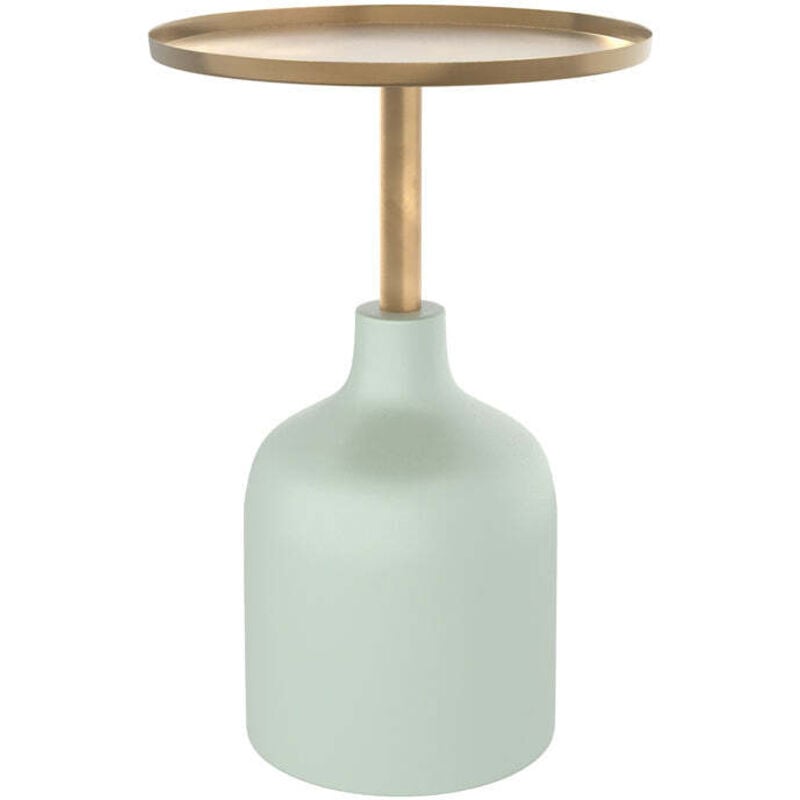 Table d'appoint ronde en métal vert d'eau et laiton D40 cm - lyne
