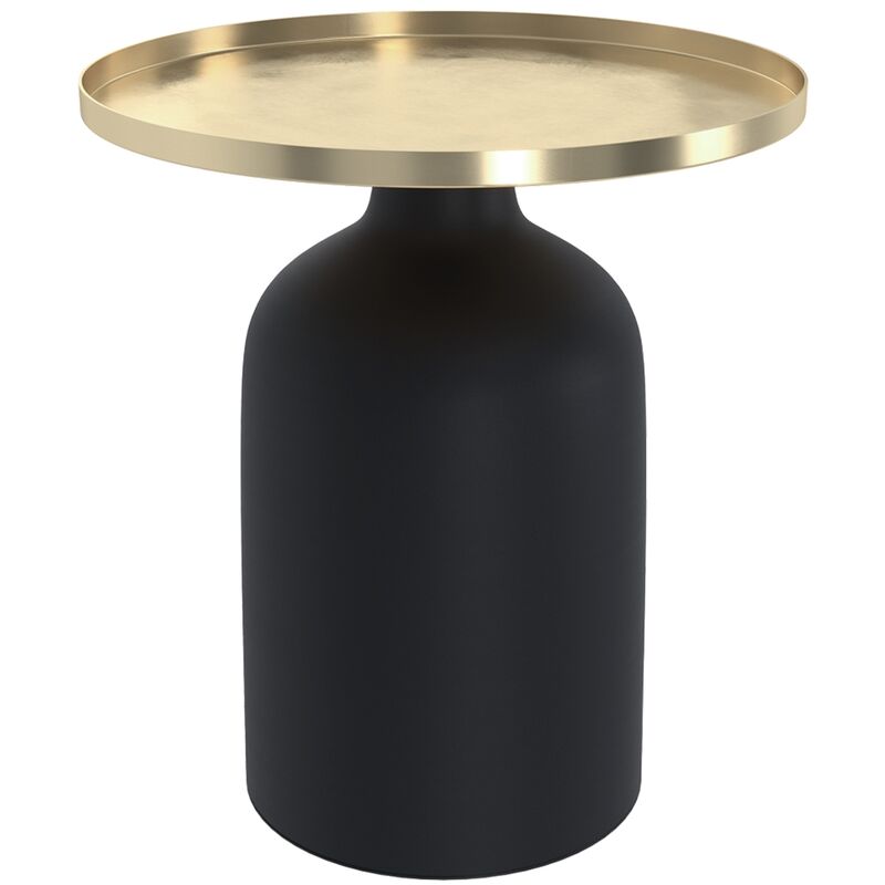 Rendez-vous Déco - Table d'appoint ronde en métal noir et laiton D45 cm - lyne