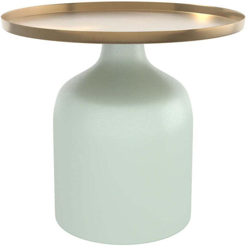 Table d'appoint ronde en métal vert d'eau et laiton D44,5 cm - lyne