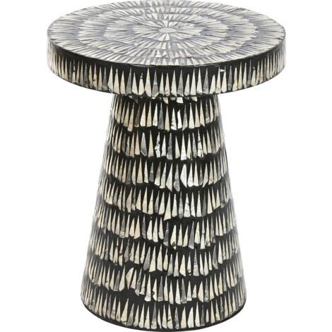 Table d'appoint madre perla noire et dorée style colonial - noir nacré et or
