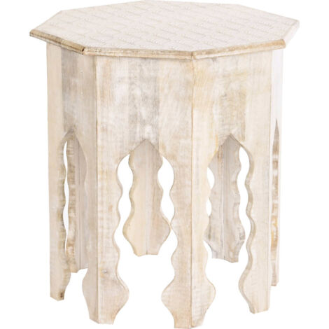 Table d'appoint mango élégante effet vieilli - Manguier effet vieilli aux notes blanc cassé