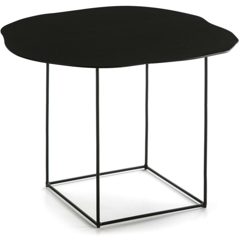 Les Tendances - Table d'appoint marbre noir et pieds métal noir Trois