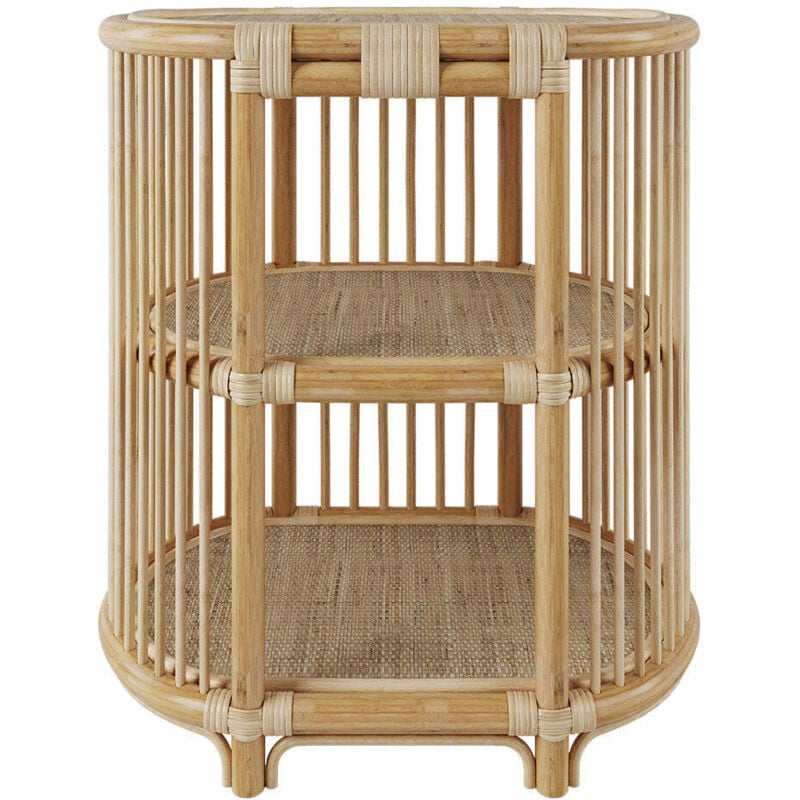 Table d'appoint 2 étagères en rotin naturel - marthe
