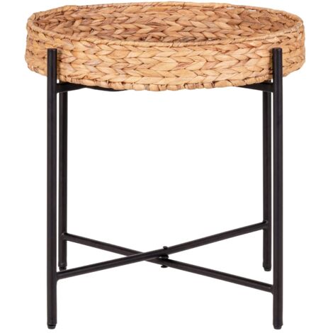 Table d’appoint métal & jacinthe d’eau NARO Ø 50cm