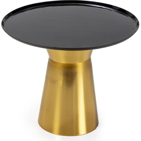 Table d'appoint métal noir doré design chic pour salon moderne - noir brillant et doré satiné