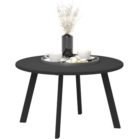 Table d'appoint métallique balcon, basse ronde jardin imperméable, Ø70 x 42 cm, noir.