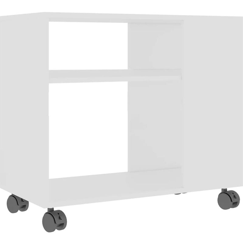 Table d'appoint meuble de salon sur roulettes 70 x 35 x 55 cm bois d'ingénierie blanc DEC032364
