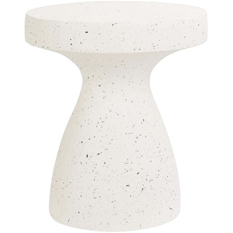 Table d'Appoint MgO Forme Ronde Résistant aux UV et aux Taches Blanc Cassé Biviere