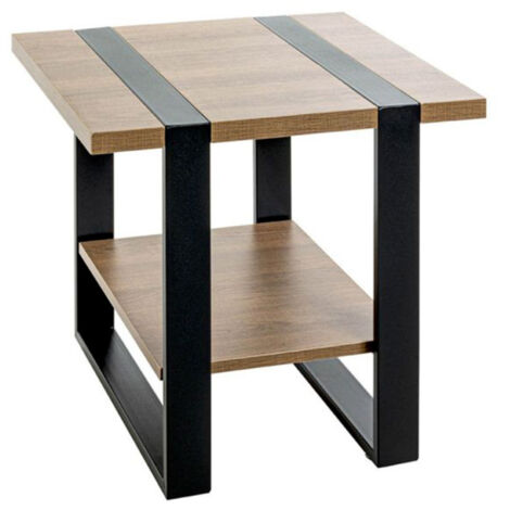 Table d'Appoint "Miranda" 45cm Chêne Foncé & Noir
