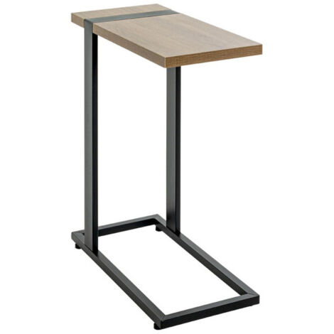 Table d'Appoint "Miranda" 64cm Chêne Foncé & Noir