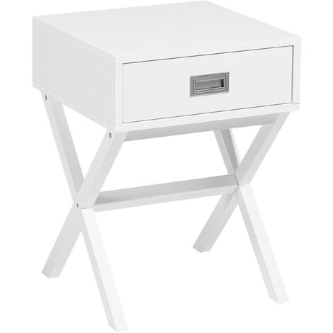 Table d'Appoint Moderne avec Tiroir fabriqué en Panneau à Particule et en Bois de Pin Blanc 55 cm de Hauteur Beliani - Blanc