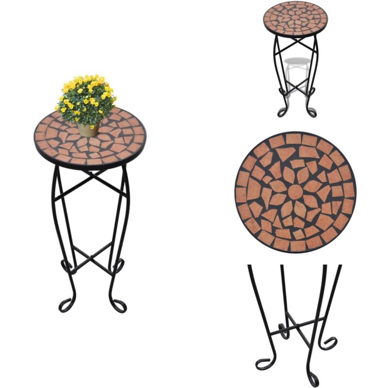 Table d'appoint Mosaïque Terre cuite - Table D'appoint - Table Plante - Table Extérieur - Décoration Jardin - Mobilier Jardin