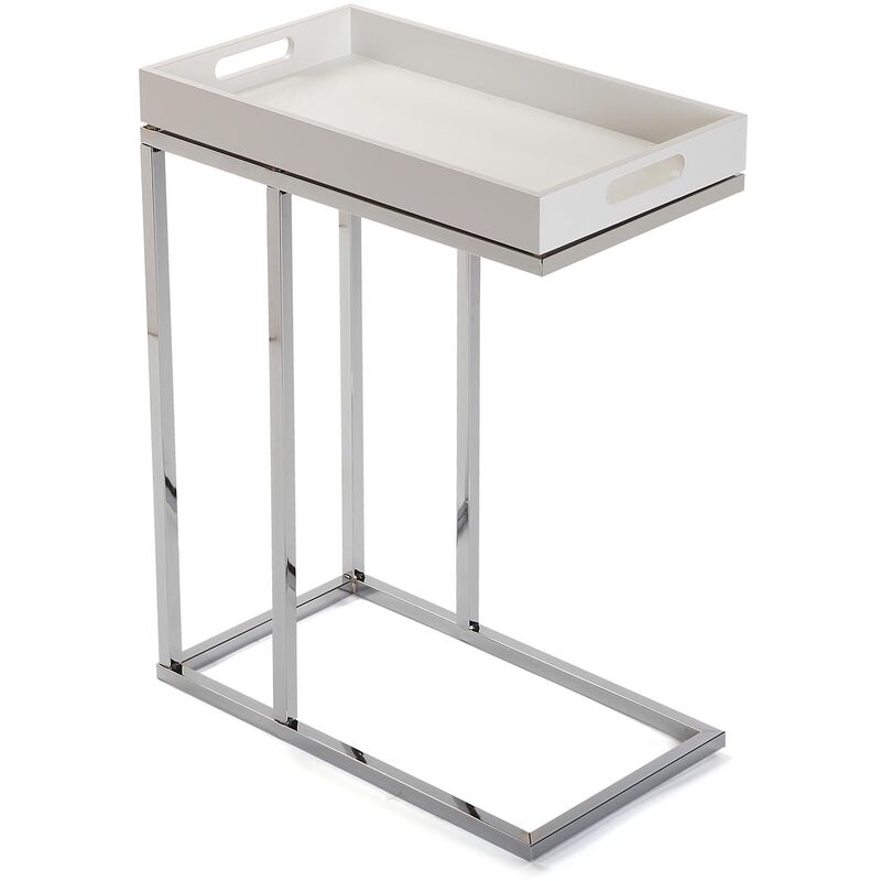 Versa - Sally Table d'appoint, Table basse auxiliaire moderne, 61x26x46cm - Blanc