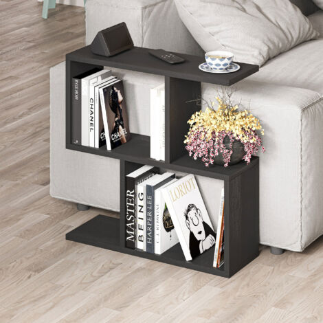 Table d'appoint multi-rangement 60x20x60 cm noir - TIERA