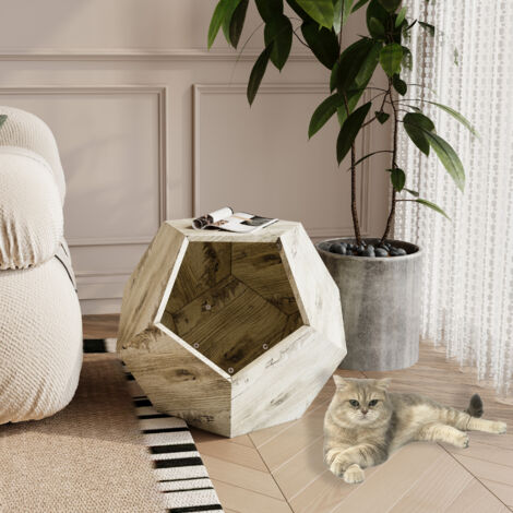 Table d'Appoint Multifonction avec Compartiment de Transport pour Chat, 66 cm, Meuble 3-en-1 Bureau et Jardinière, MDF, Blanc