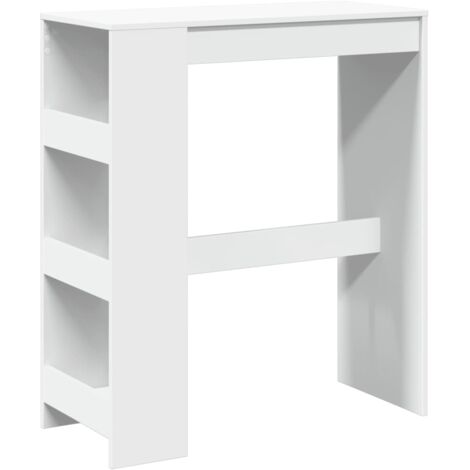Table d’appoint multifonction table de bar avec étagères de rangement 90 x 40 x 103,5 cm bois d'ingénierie blanc DEC036454