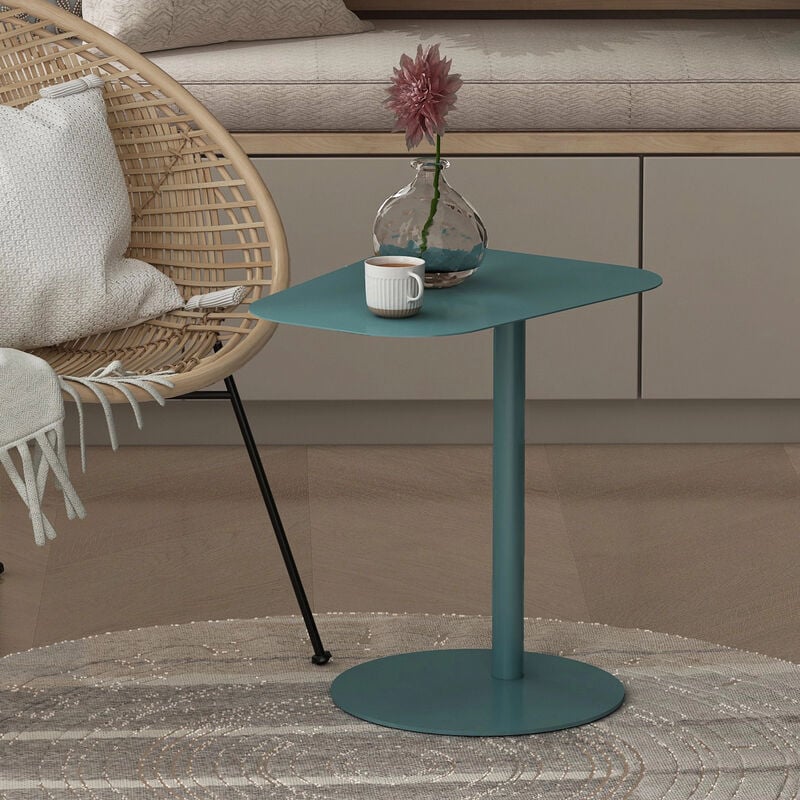 Table d'appoint Nastätten métal 50 x 50 x 38 cm bleu mat [en.casa]