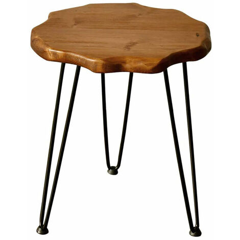 Table d'appoint naturelle en pin massif avec bord rustique