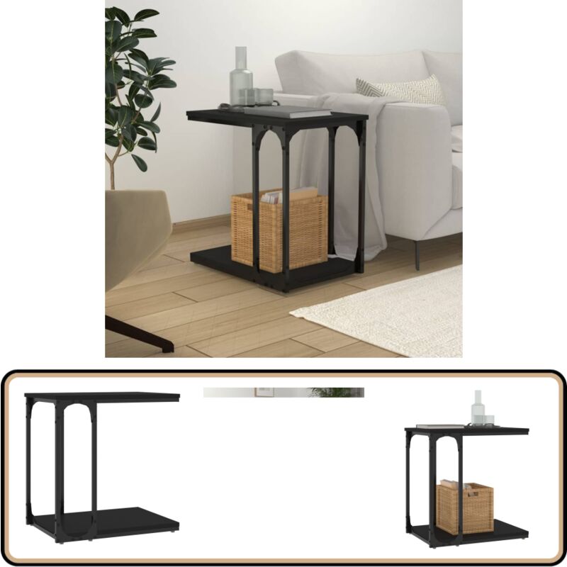 Table d'appoint Noir 50x35x52 cm Bois d'ingénierie - Table D'appoint - Meuble Industriel - Table Basse - Table Design - Table Noire