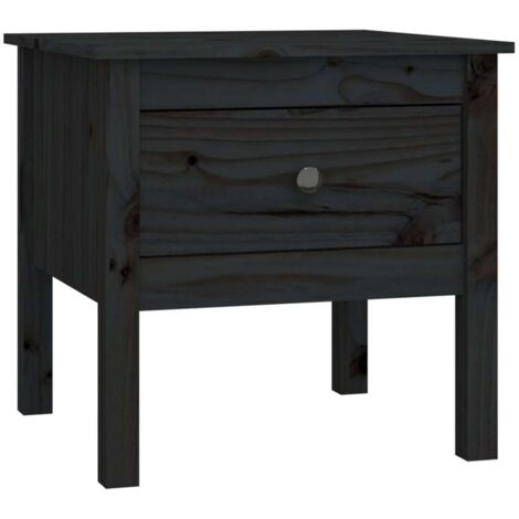 Table d'appoint Noir 50x50x49 Bois massif de pin