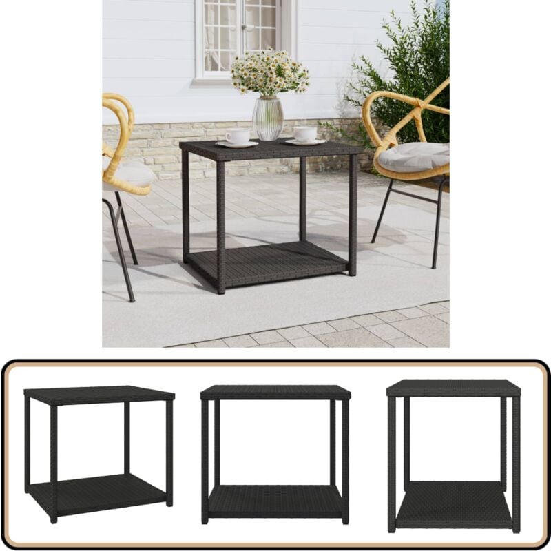 Vidaxl - Table d'appoint noir 55x45x49 cm résine tressée - Table D'appoint - Table Basse - Meuble D'appoint - Table Extérieure - Table Intérieure