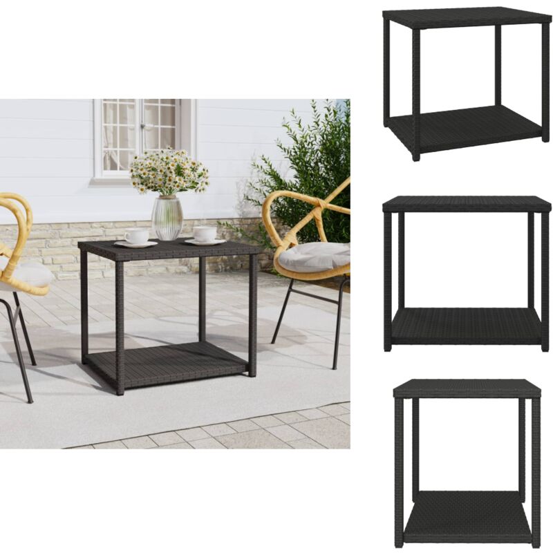 Table d'appoint noir 55x45x49 cm résine tressée - Table D'appoint - Table Basse - Meuble D'appoint - Table Extérieure - Table Intérieure