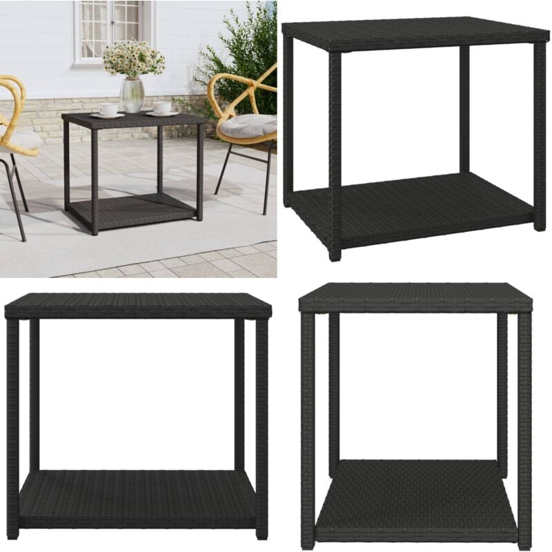 Vidaxl - Table d'appoint noir 55x45x49 cm résine tressée - Table D'appoint - Table Basse - Meuble D'appoint - Table Extérieure - Table Intérieure