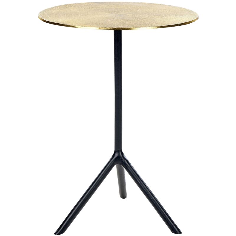 Table d'Appoint Noir et Doré en Alu sur Trépied et Plateau Rond Minimaliste Eravur
