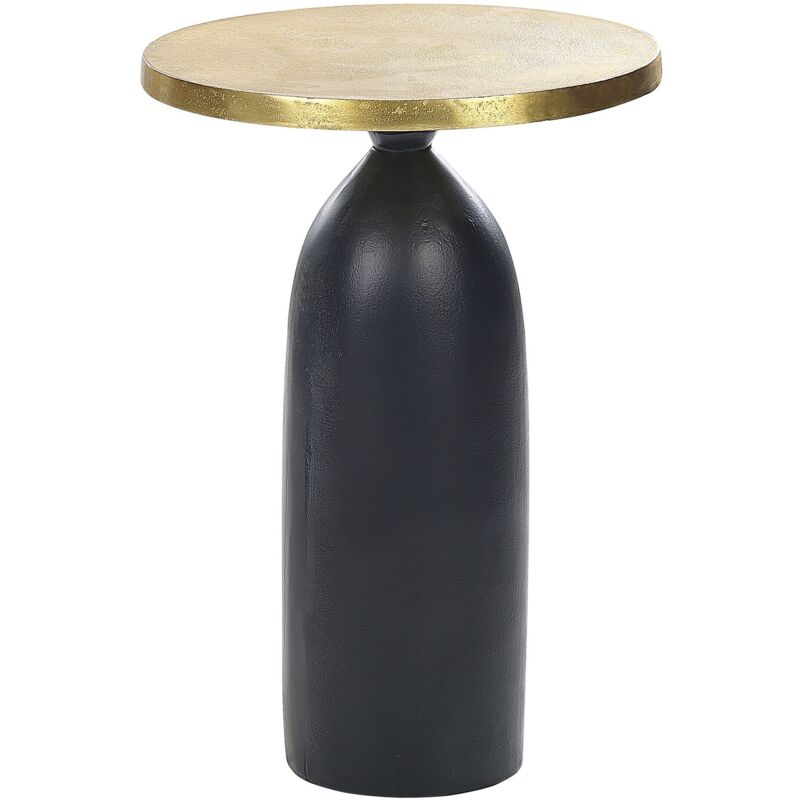 Table d'Appoint Noir et Doré en Aluminium Revêtu de Poudre Plateau Rond Tekapo
