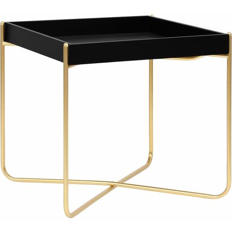 Table d'appoint Noir et doré 38x38x38,5 cm MDF - Noir