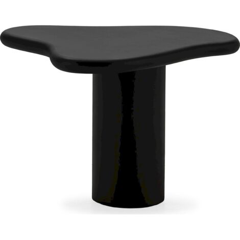 Table d'appoint noire design en pierre et résine effet laqué - noir effet pierre laquée