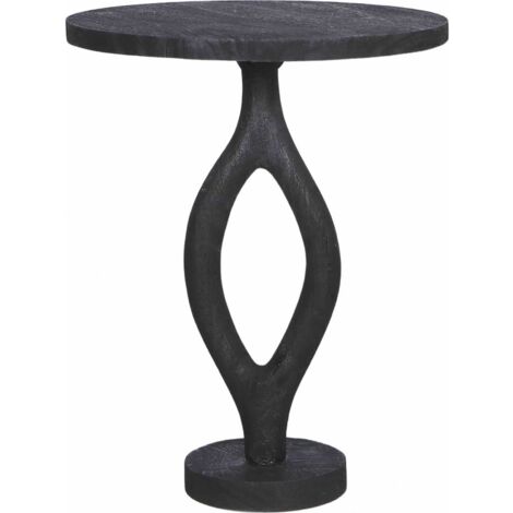 Table d'appoint noire en bois de manguier style contemporain - noir bois de manguier