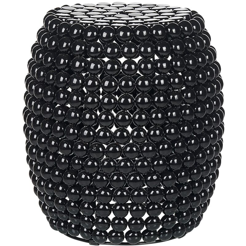 Table d'Appoint Noire en Fer et Plastique en Forme de Tambour Taille Petite Uhana