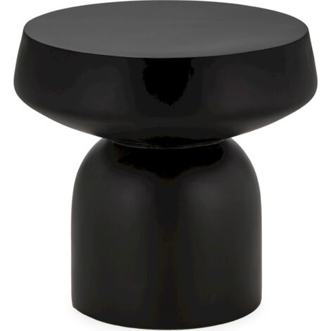 Table d'appoint noire en fibre de pierre design moderne - noir profond mat