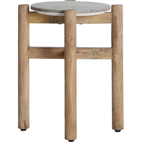 Table d'appoint nordique en marbre gris et bois de manguier - Gris marbre et bois de manguier