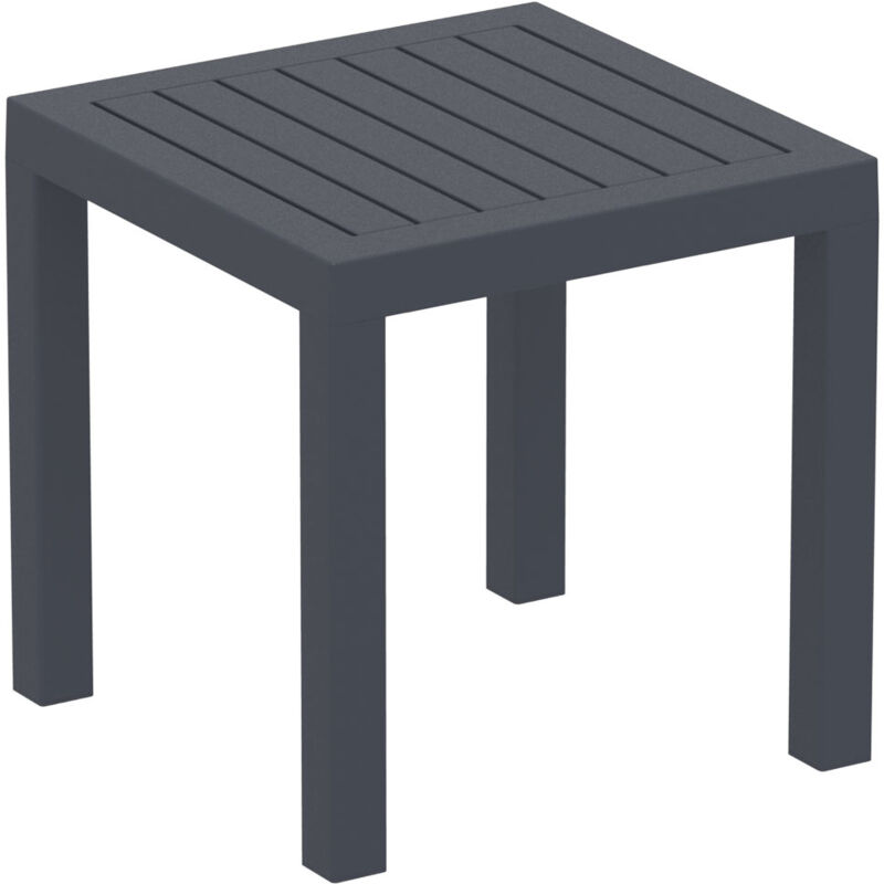 CLP – Table de jardin 45x45 cm – Polypropylène traité résistant aux intempéries – Design moderne gris foncé – Idéale pour balcon et cuisine
