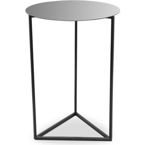 Table d'appoint Oliana Miroir et Métal Noir