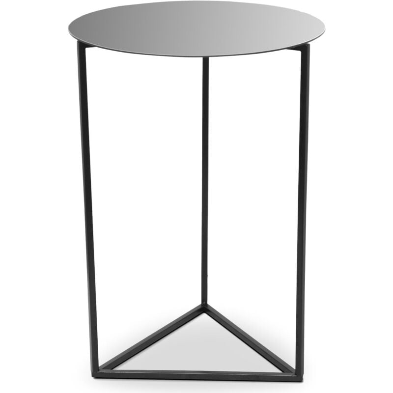 Table d'appoint Oliana Miroir et Métal Noir