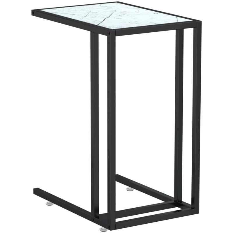 Vidaxl - Table d'appoint ordinateur Marbre blanc 50x35x65cm Verre trempé
