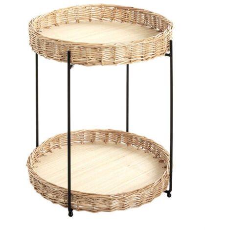 Table d'Appoint Osier "Irène" 49cm Naturel & Noir