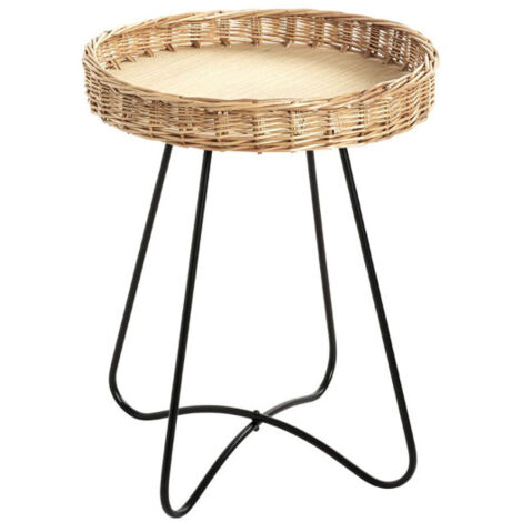 Table d'Appoint Osier "Irène" 51cm Naturel & Noir