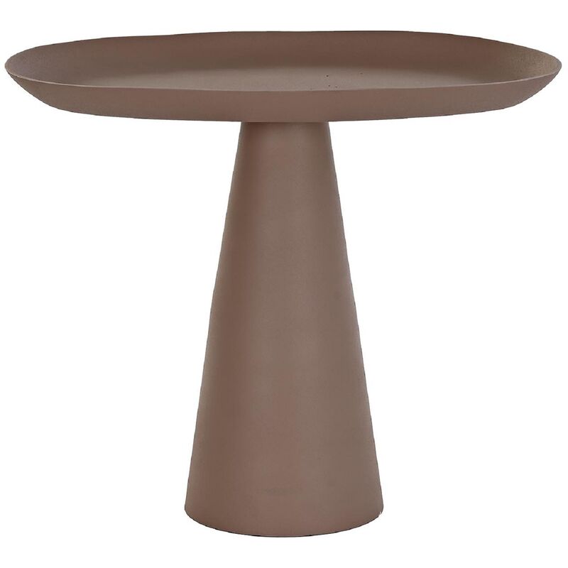 table d'appoint ovale en aluminium coloris rose mat - longueur 53 x profondeur 33 x hauteur 44 cm pegane