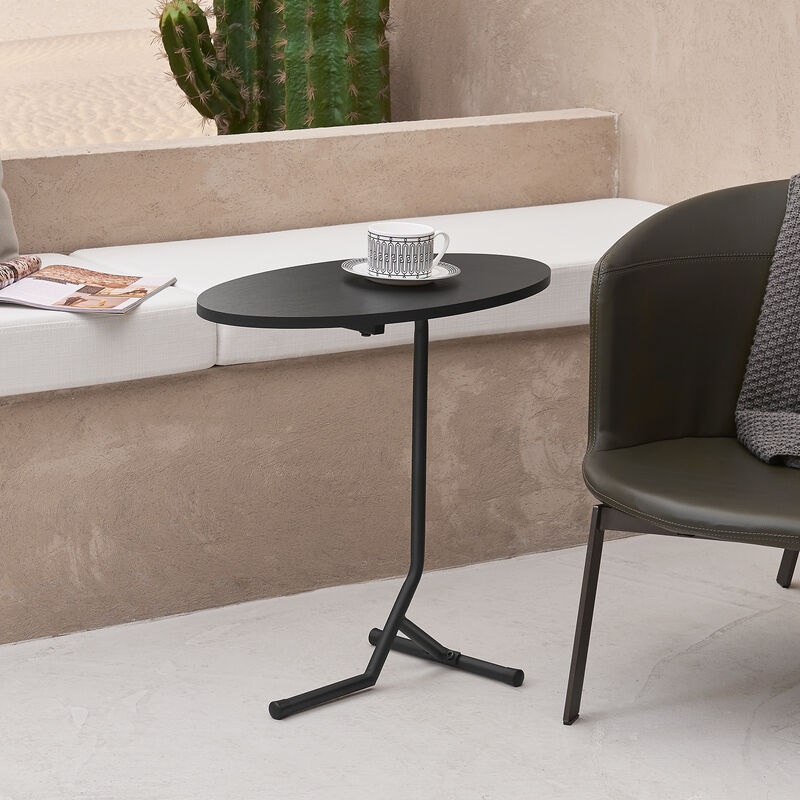 [en.casa] - Table d'appoint ovale Karlebo 55 x 60 x 30 cm noir