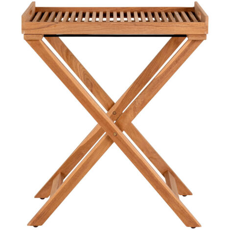 Table d'appoint plateau amovible 60x40x70 cm en teck naturel