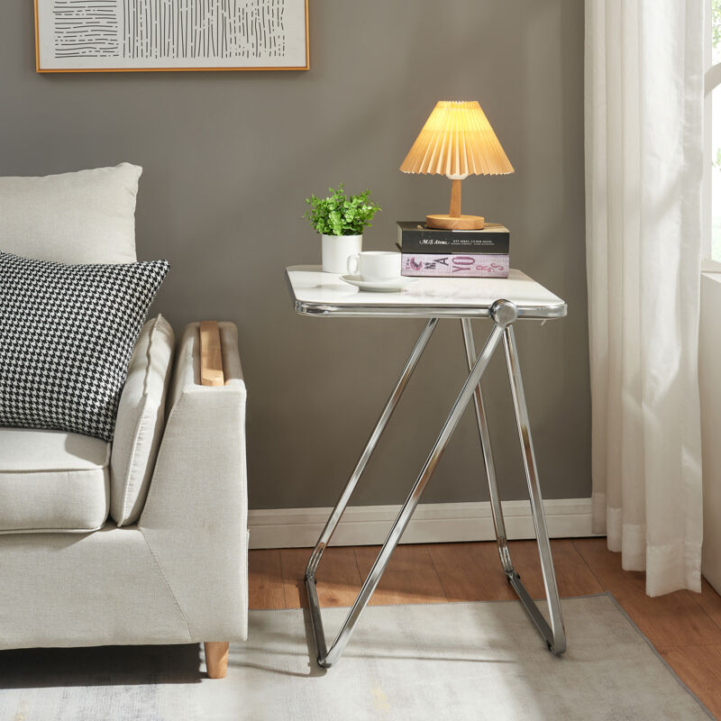 [en.casa] - Table d'appoint pliable Alerhavn 70 x 49 x 68 cm blanc