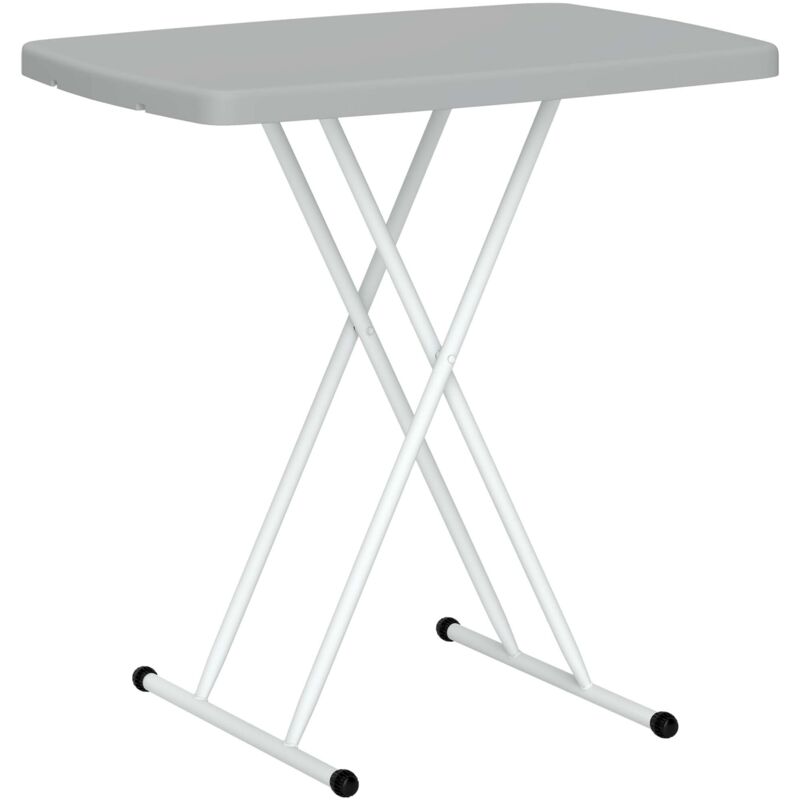 Table d'appoint - Outsunny - pliable - hauteur réglable sur 6 niveaux - pour patios et jardins - en HDPE - 76 x 50 x 74 cm - gris Table d'appoint - Outsunny - pliable - hauteur réglable sur 6 niveaux - pour patios et jardins - en HDPE - 76 x 50 x 74 cm - gris
