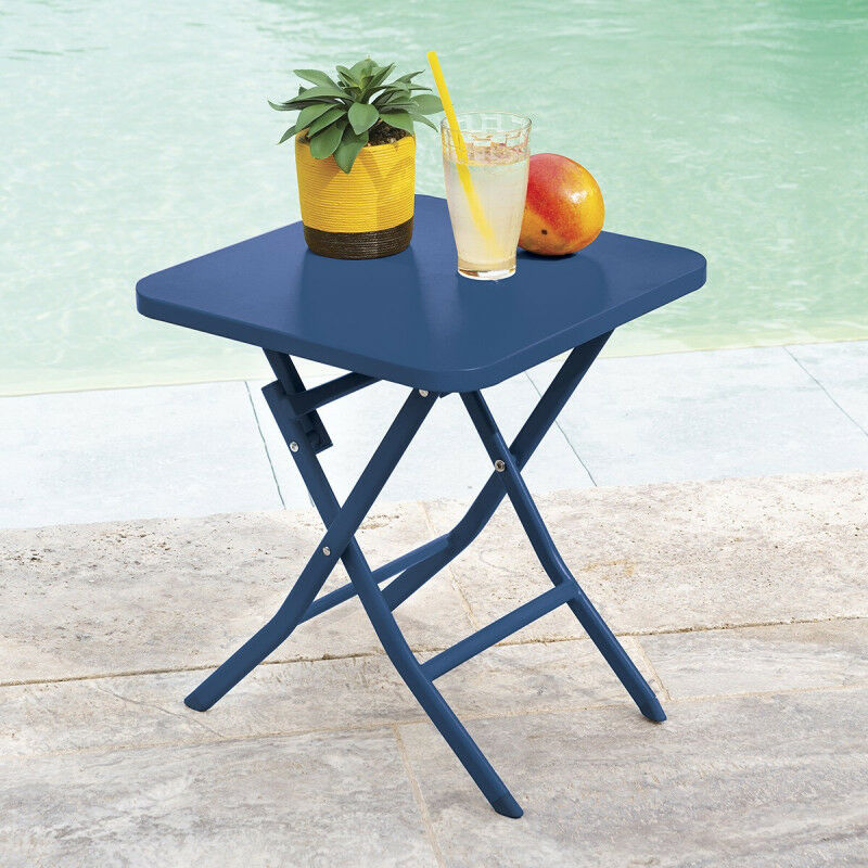 Hesperide - Table d'appoint pliante 40x40 Greensboro bleu indigo Hespéride