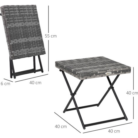 Table d'appoint pliante en polyrotin, table basse, table plateau, table de balcon, table de jardin, table de canapé, table à thé, mobilier de jardin, table en rotin pour jardin, terrasse, balcon, 40 x