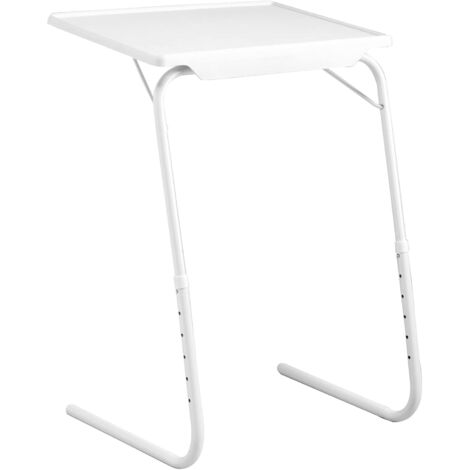 Table d'appoint pliante pour salon  Hauteur réglable  Petite table pliante  Gain de place  Trois hauteurs possibles  Charge maximale : 10 kg  Résistante  Blanche