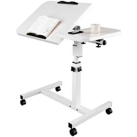 Table d'Appoint Pliante Roulante avec Roulettes Bureau Informatique et Gaming Blanc 40x60cm